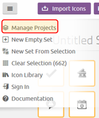 manage projects menu