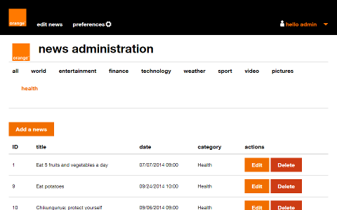Administration mainpage screenshot