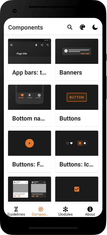 Android app - Components section showcase